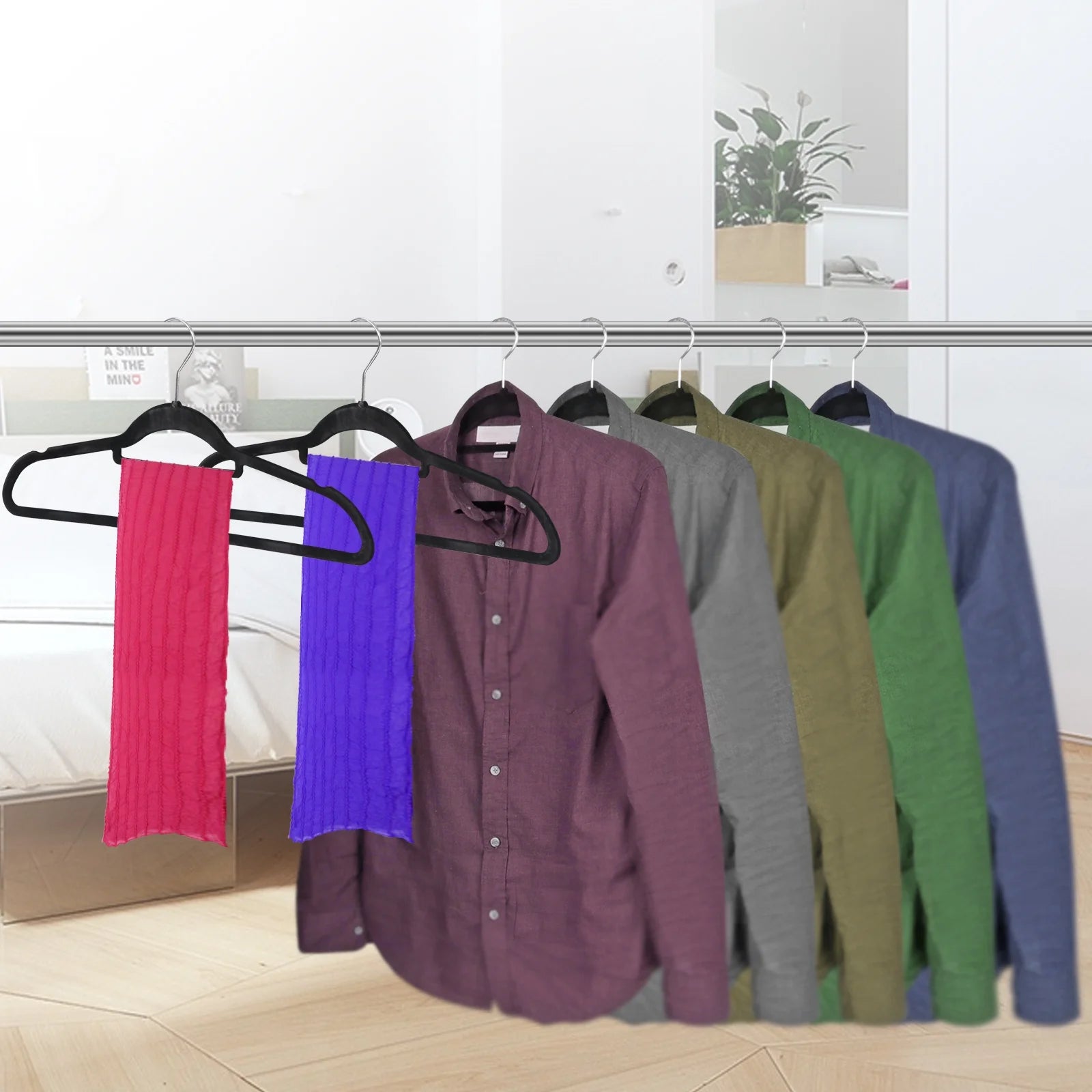 Velvet Flocked Hangers 100 Pack Non Slip Black Clothes Suit Hangers Hook Swivel 360 Ultra Thin