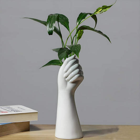 White Ceramic Vases Hand Bud Flower Vase for Decor Hhydroponic Floral Arrangement Table Decorative